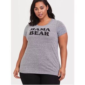 TORRID Mama Bear Heather Gray Slim Fit Crew Tee Size M